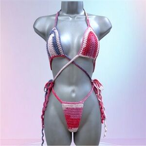 Hand-Crocheted Pink & Purple Gradient String Bikini